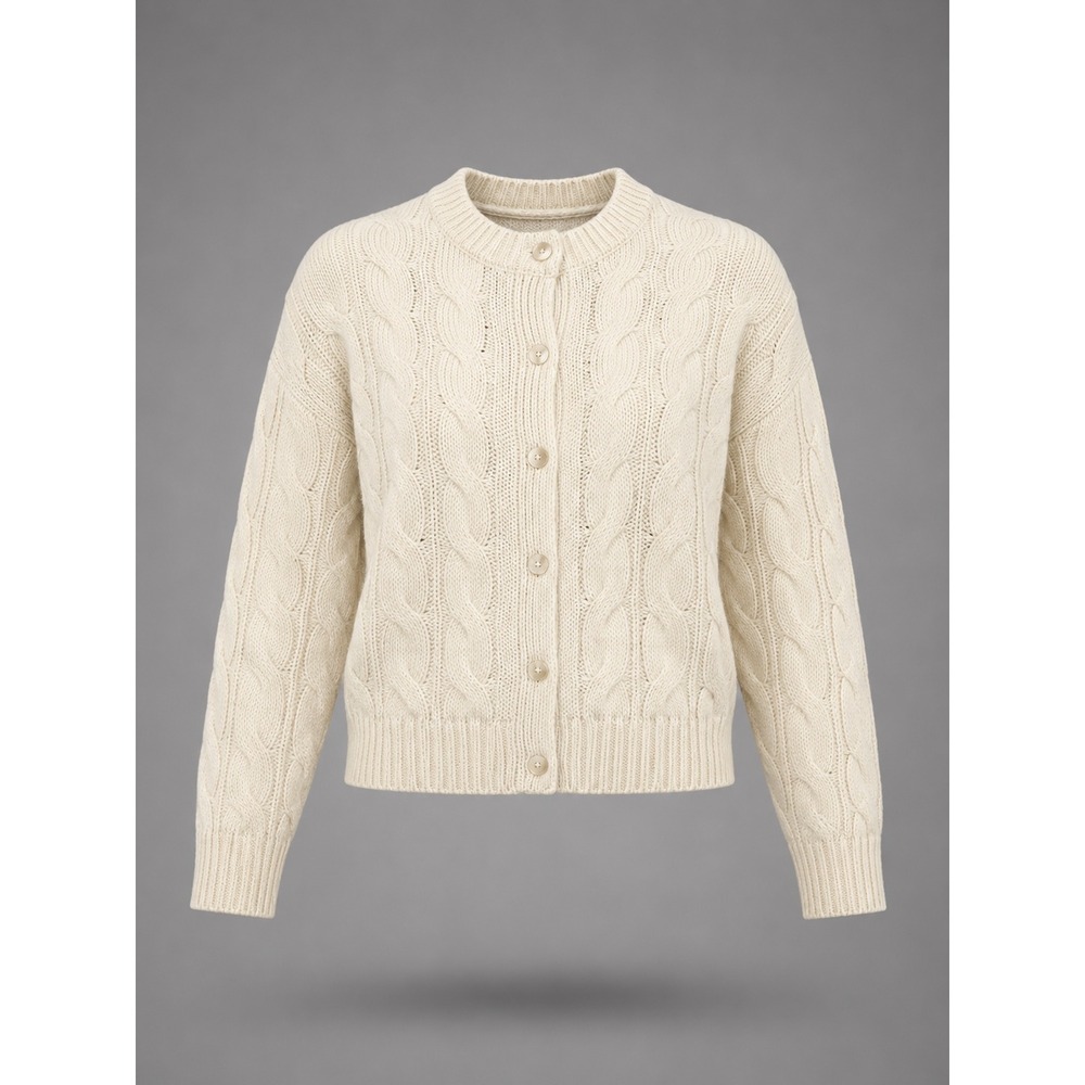 🍁Saodimallsu‎ Womens Cable Knit Cardigan Sweater Beige NX2579 Size S New